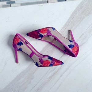 Jessica Simpson Floral-Mesh Heels